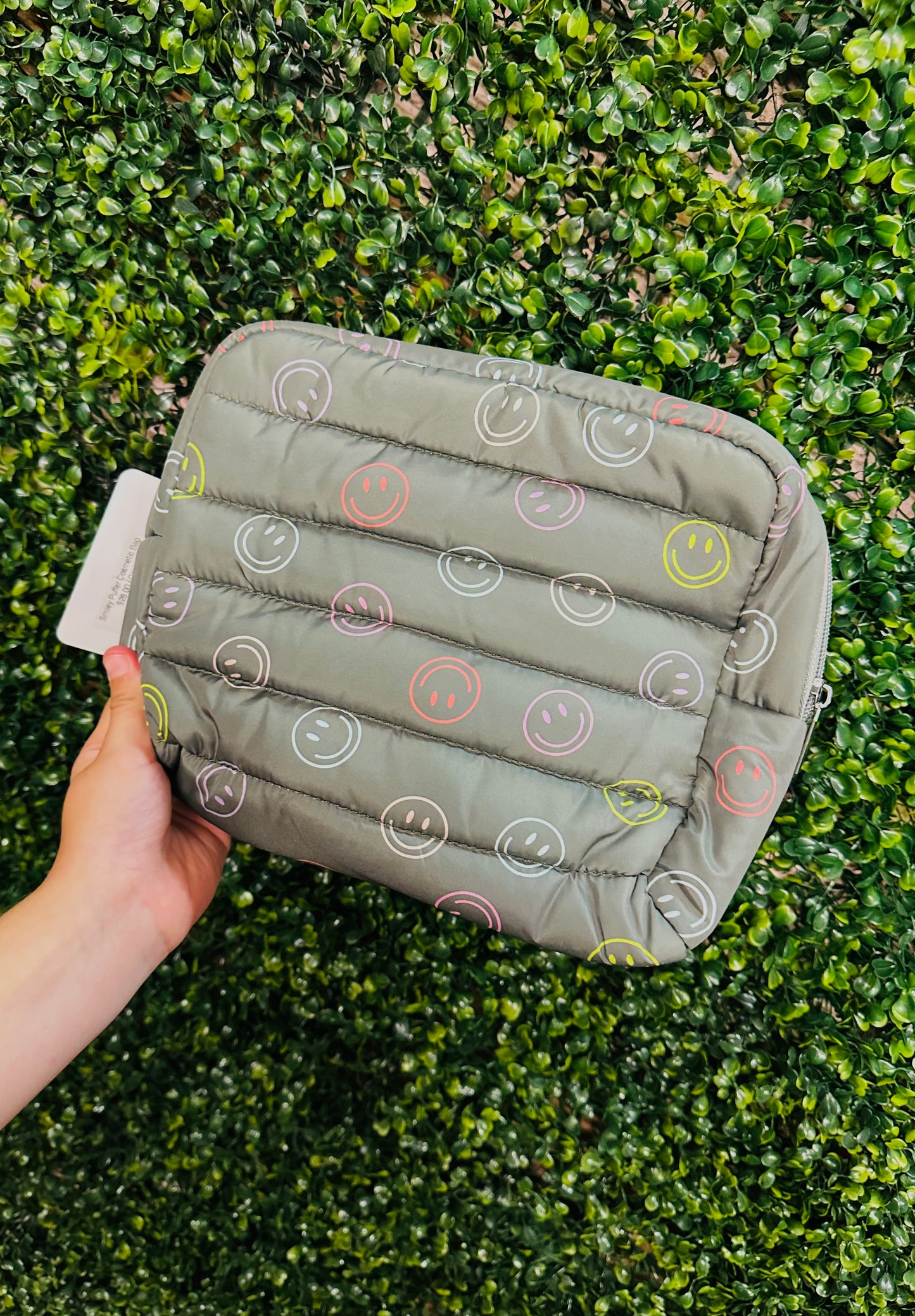 Green Smiley Cosmetic Bag