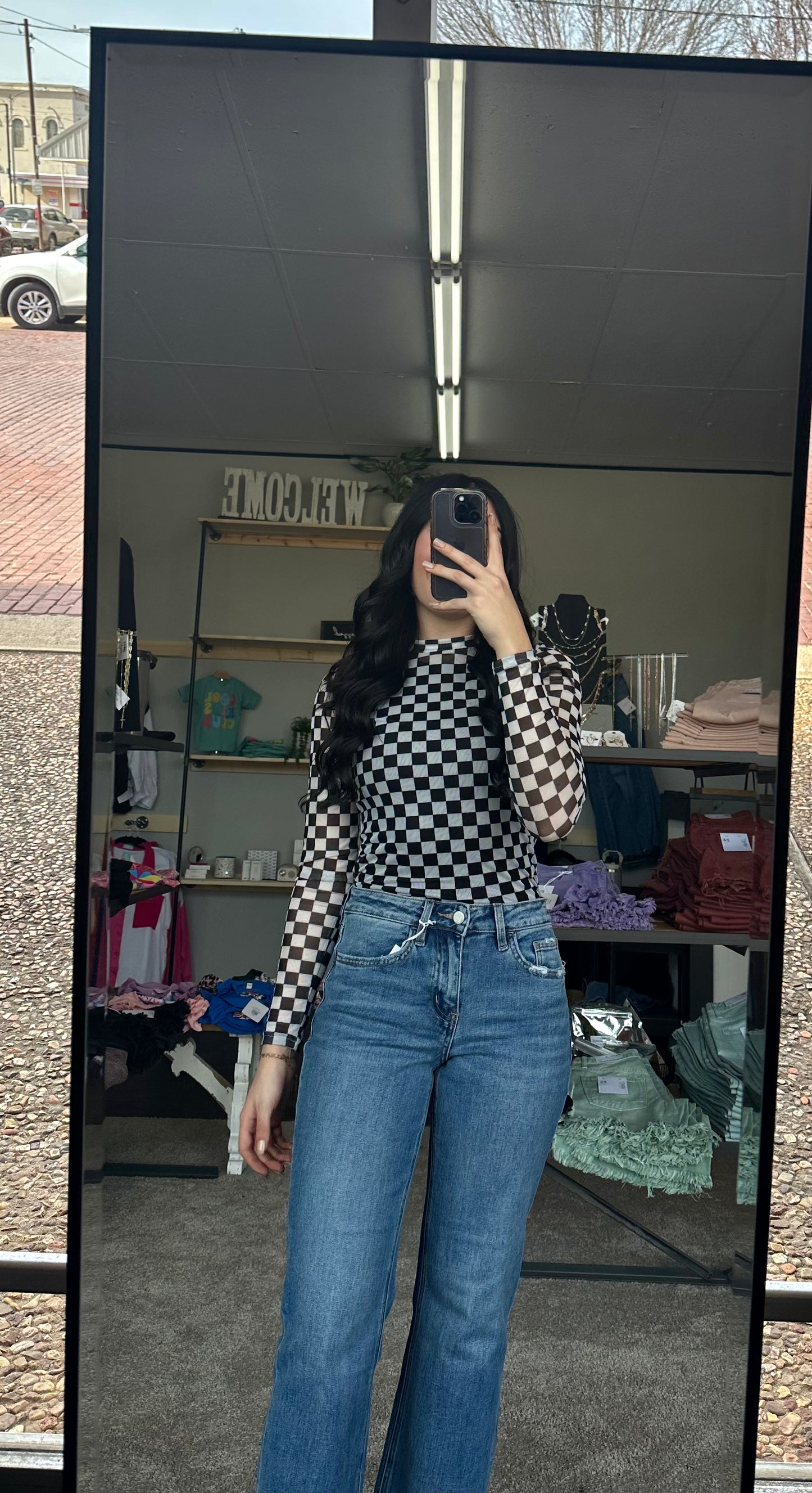 Checkered Mesh Top